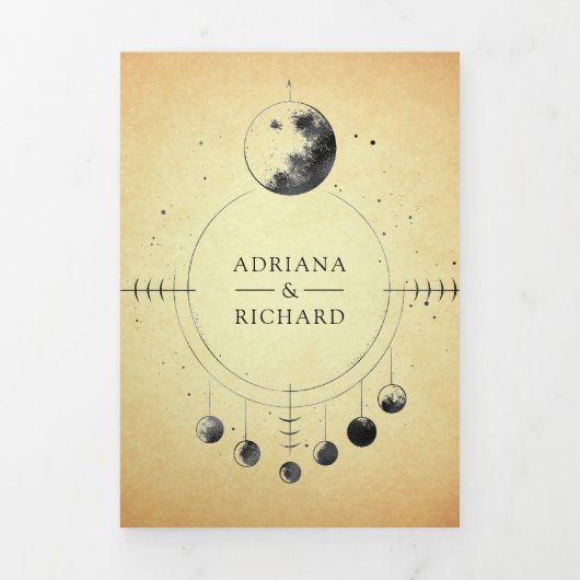 hemelmaan fases bruiloft drieluik uitnodiging (Cover)