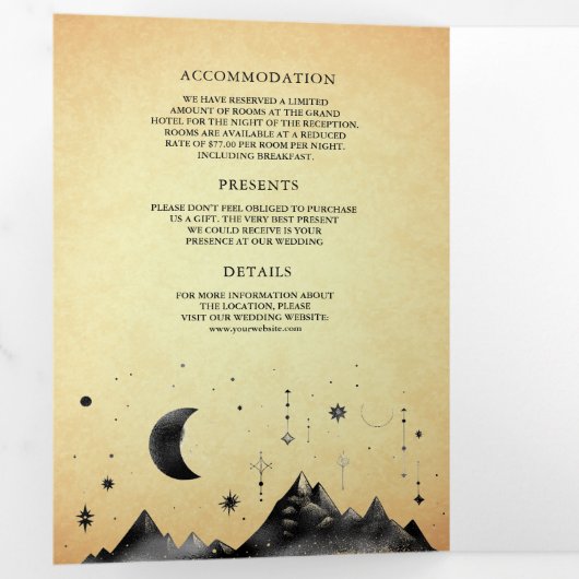  hemelmaan fases bruiloft drieluik uitnodiging (Binnenzijde eerst)