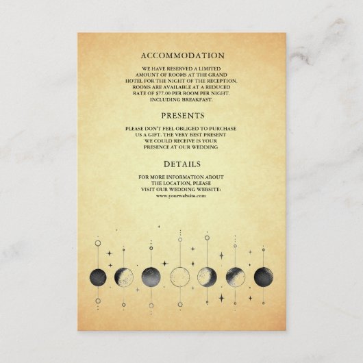  hemelmaan fases bruiloft informatiekaartje (Voorkant)