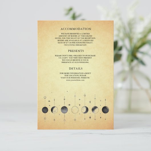  hemelmaan fases bruiloft informatiekaartje (Staand voorkant)