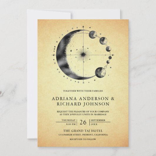  hemelmaan fases bruiloft kaart (Voorkant)