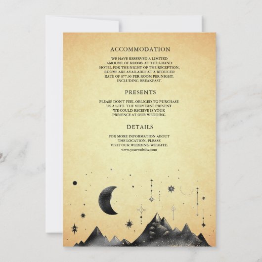  hemelmaan fases bruiloft kaart (Achterkant)