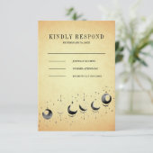 hemelmaan fases bruiloft RSVP kaartje (Staand voorkant)