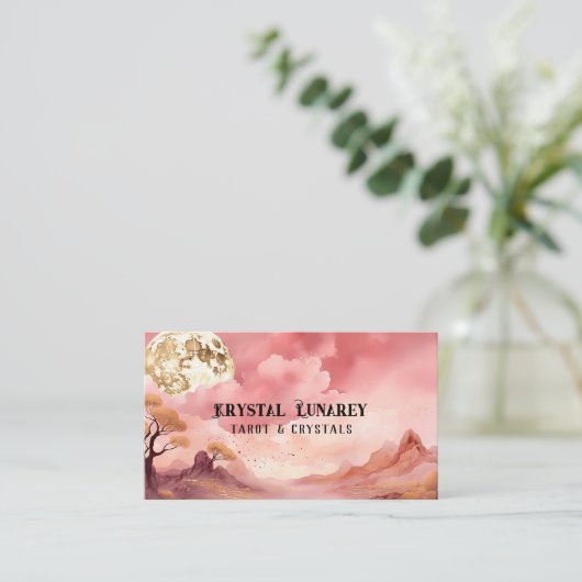 Hemelmaan in roze holistische gezondheid visitekaartje (Staand voorkant)