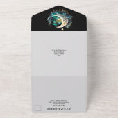 Hemelmaan mystieke sterrennacht zwart blauw all in one uitnodiging (Buitenkant)