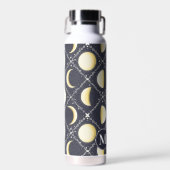 Hemelmaanfasen Patroon & Monogram Waterfles (Voorkant)