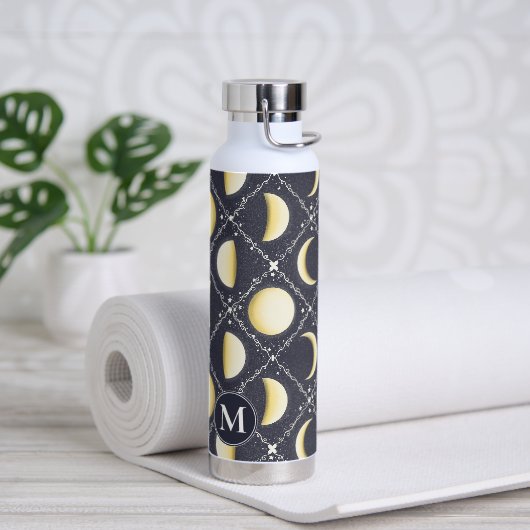 Hemelmaanfasen Patroon & Monogram Waterfles (Yoga)