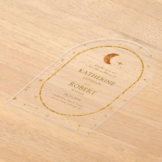 hemelmaansterren bruiloft acryl uitnodigingen (Laagn)