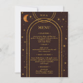  hemelmaansterren bruiloft diner menu kaart (Voorkant)