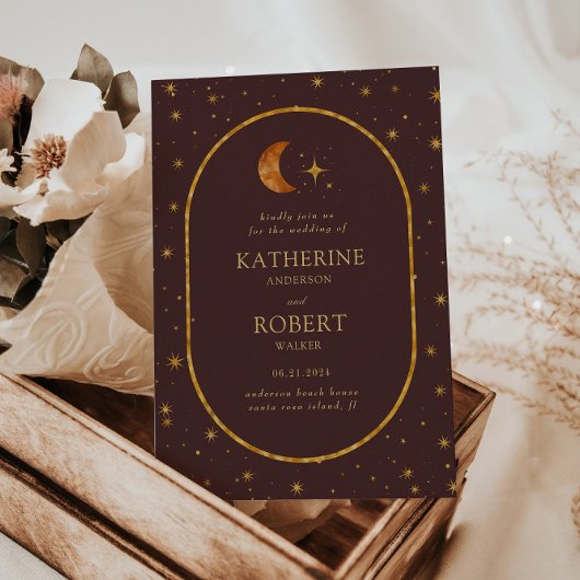 hemelmaansterren bruiloft kaart