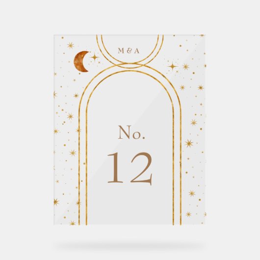  hemelmaansterren tafelnummer acryl bord (Voorkant)