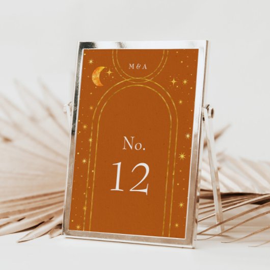 hemelmaansterren trouwtafel nummer RSVP kaartje