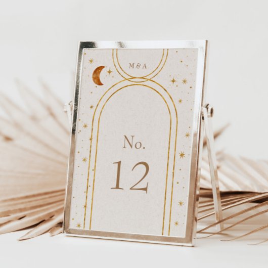 hemelmaansterren trouwtafel nummer RSVP kaartje