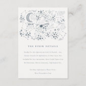 Hemelmarine Sterrennacht Maan Trouwdetails Informatiekaartje (Voorkant)