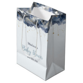 Hemelmarine Waterverf Wolk Baby Shower Papier Medium Cadeauzakje