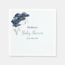 Hemelmarine Waterverf Wolk Baby Shower Papier Servet
