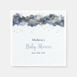 Hemelmarine Waterverf Wolk Baby Shower Papier Servet