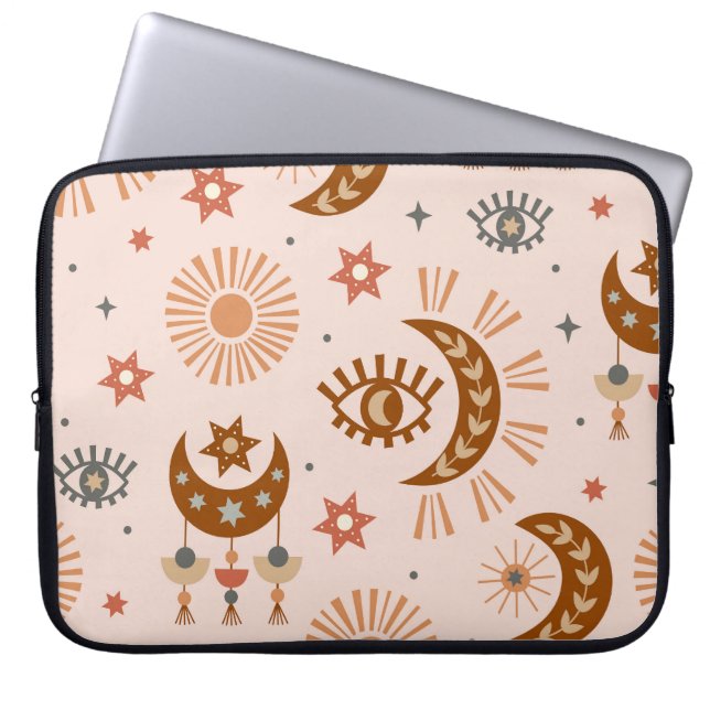 Hemeloog, maan, zonpatroon. laptop sleeve (Voorkant)
