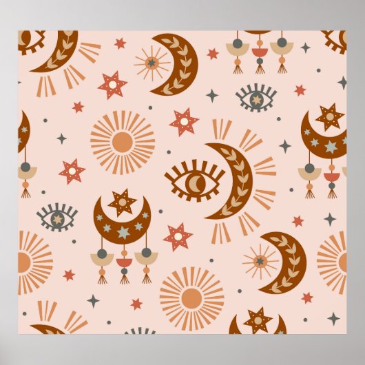 Hemeloog, maan, zonpatroon. poster (Voorkant)