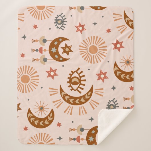 Hemeloog, maan, zonpatroon. sherpa deken (Voorkant)