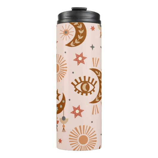 Hemeloog, maan, zonpatroon. thermosbeker (Voorkant)