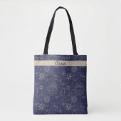 Hemelpatroon Navy Gepersonaliseerd Tote Bag (Voorkant)