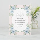 Hemelperzik Ranunculus Gedempte Eucalyptus Bruilof Kaart (Staand voorkant)