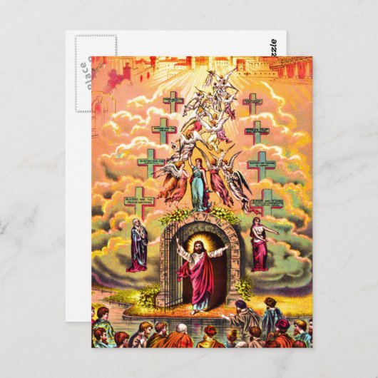 Hemelpoort Jezus omhelsd door engelen Briefkaart (Voorkant / Achterkant)