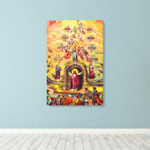 Hemelpoort Jezus omhelsd door engelen Canvas Afdruk (Insitu (Houten vloer))