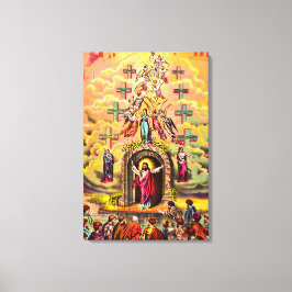 Hemelpoort Jezus omhelsd door engelen Canvas Afdruk