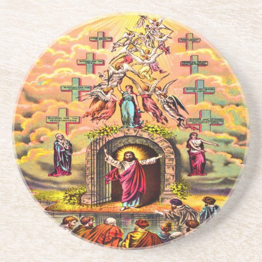 Hemelpoort Jezus omhelsd door engelen Zandsteen Onderzetter (Voorkant)