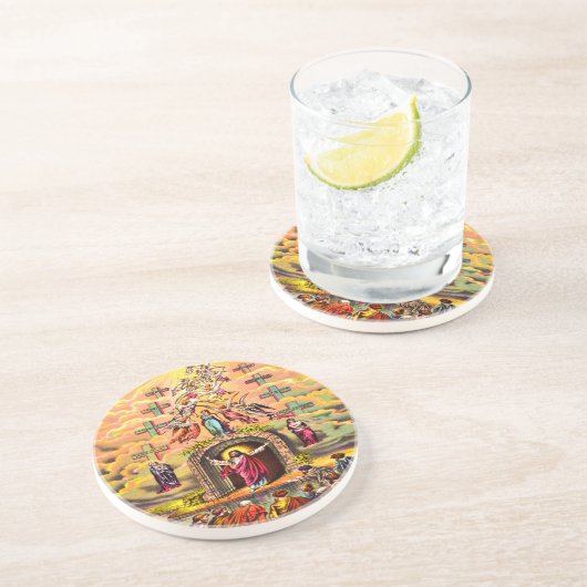 Hemelpoort Jezus omhelsd door engelen Zandsteen Onderzetter (Zijkant)