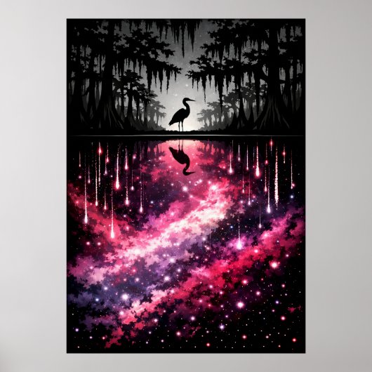 Hemelreiger Moerasreflectie Kunst Poster (Voorkant)
