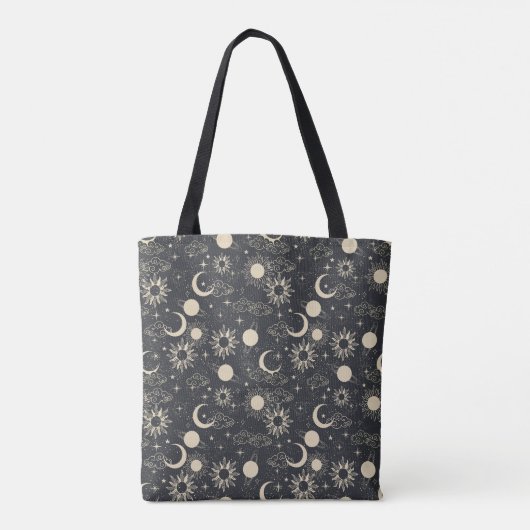 hemelruimte zon maan sterrenstelsel planeet beige tote bag (Achterkant)