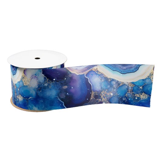 Hemels Agaat | Abstract Geode Steenpatroon Satijnen Lint (Spoel)