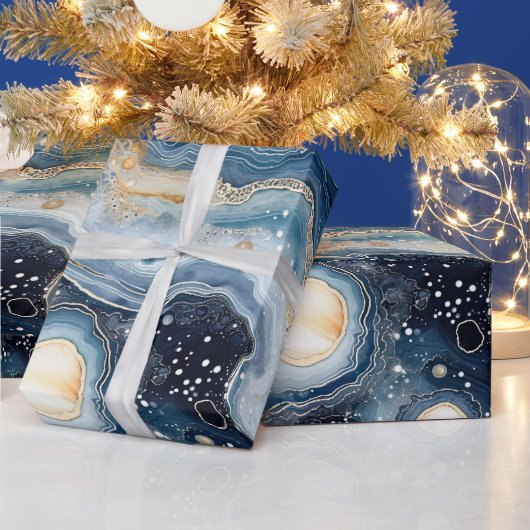 Hemels Agaat | Abstracte Planeet Steen Cadeaupapier (Feestdagen)