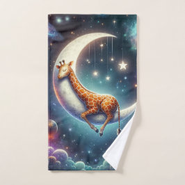 Hemels Baby Giraffe Slapend op Maan & Sterren Bad Handdoek