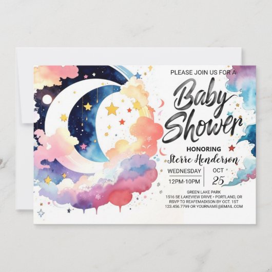 Hemels Baby shower maanlicht Kaart (Voorkant)