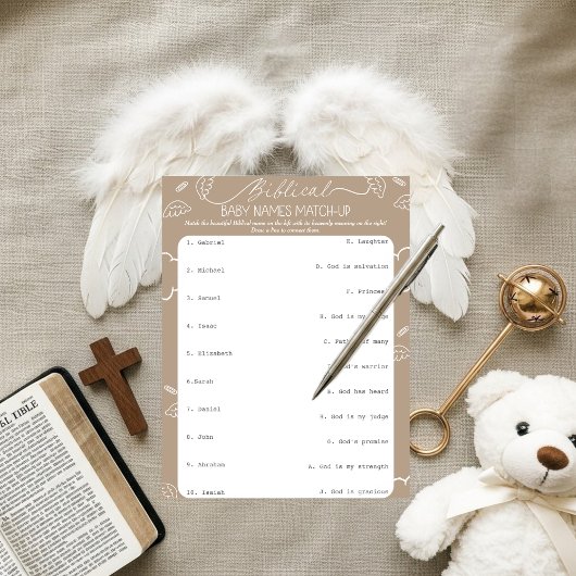 Hemels Beige Bijbelse Babynamen Match-Up Kaart
