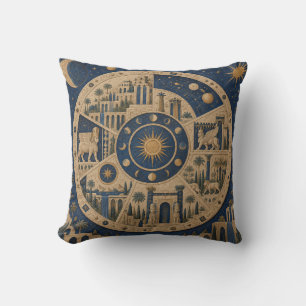 Hemels Blauw Circulair Paleis Medaillon Kussen