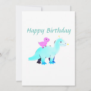 Hemels blauw groene rode aquarel dinosaurus verjaa feestdagenkaart