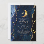 Hemels Blauw Huwelijk Midnight Stars Maan Kaart (Voorkant)