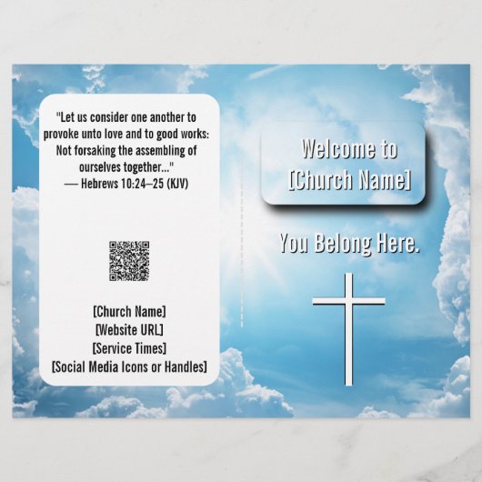 Hemels Blauwe Wolken Kerk Bulletin Flyer (Voorkant)