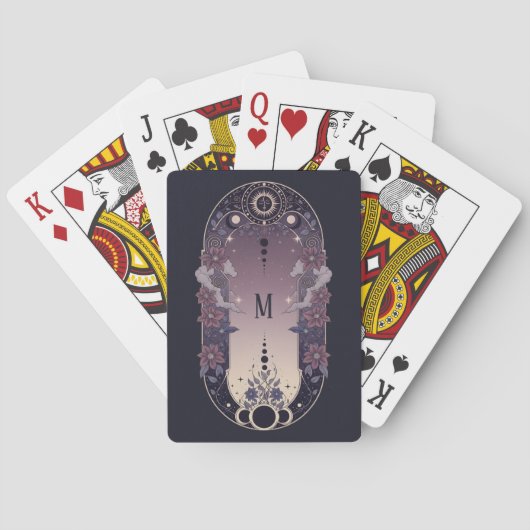 Hemels Bloemig Monogram Pokerkaarten (Achterkant)