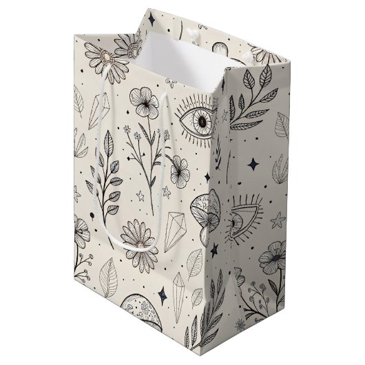 Hemels Bloempatroon (3) Medium Cadeauzakje (Voorkant Gekanteld)