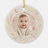 Hemels Boho Baby Eerste Kerst Foto Keramisch Ornament (Voorkant)