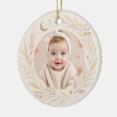 Hemels Boho Baby Eerste Kerst Foto Keramisch Ornament (Links)