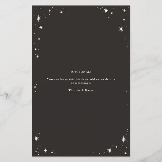 Hemels boho tarot huwelijksmenu  (Achterkant)