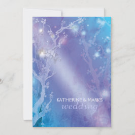 Hemels bos glinsterende blauwe bruiloft kaart