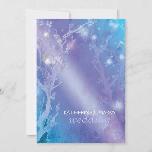 Hemels bos glinsterende blauwe bruiloft kaart (Voorkant)
